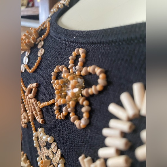 Michael Simion womens tank top silk cotton sequins, beads, XL - Picture 10 of 16